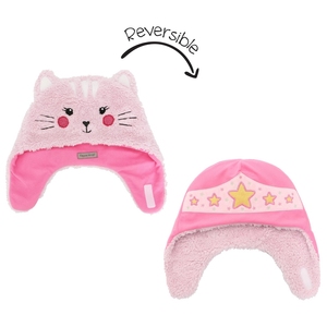 Kids & Baby Reversible Sherpa Hat - Cat/Super Hero