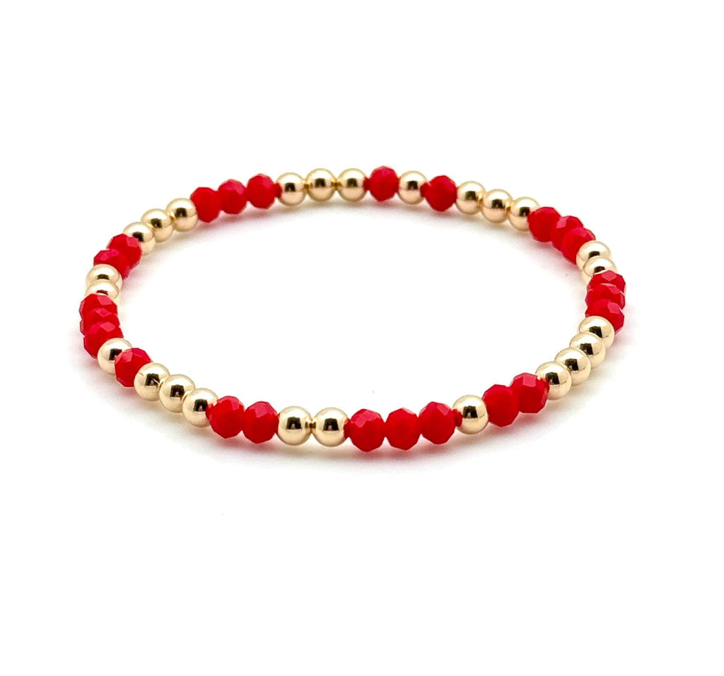 NLHD 14K Gold Filled + Red Crystals Bracelet