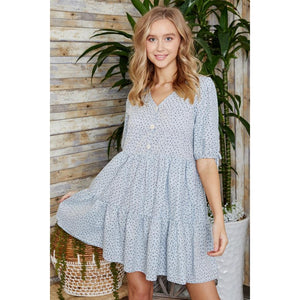 Winnie Floral Print Dress - Blue