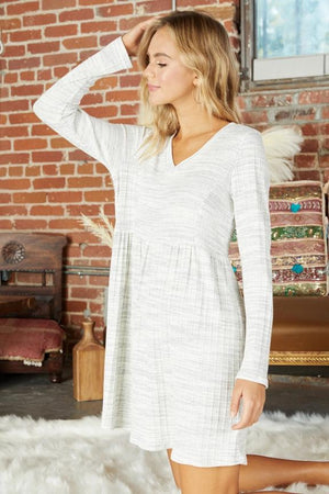 Xael V-Neck Long Sleeve Dress - Heather Grey