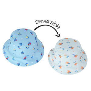 Kids UPF50+ Patterned Sun Hat - Sailboat/Submarine