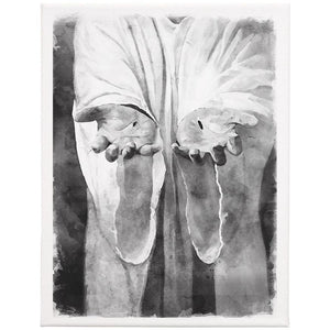 Wrapped Canvas - B&W Jesus Hands