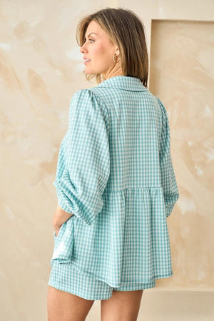 Posh Gingham Pattern Jacket - Mint