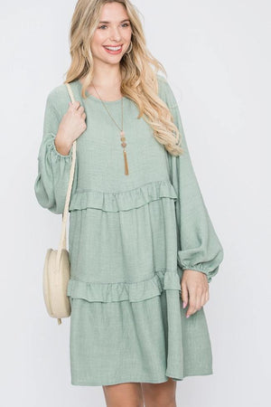 Yvette Babydoll Dress - Olive