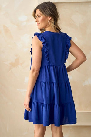 Lola V-Neck Dress - Royal Blue