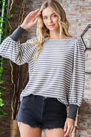 Ashley Boat Neck Top - Grey