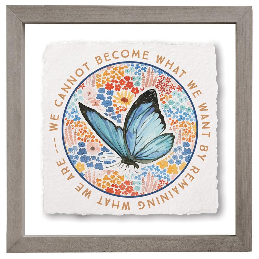 We Become Floral Butterfly - Floating Wall Art Square