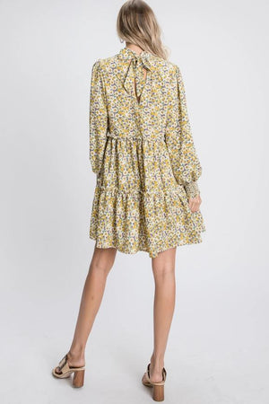 Willow Floral Print Dress - Yellow