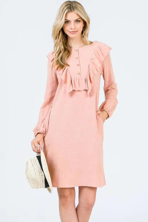 Blossom Long Sleeve Dress - Blush