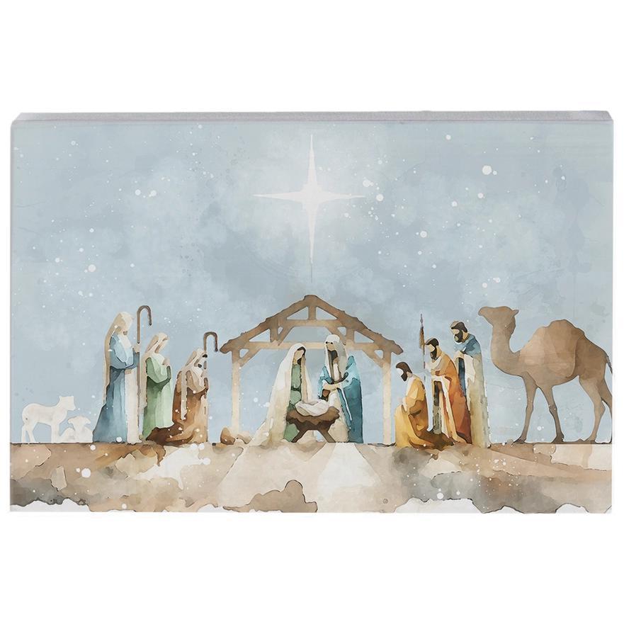 Watercolor Nativity Scene - Small Talk Rectangle