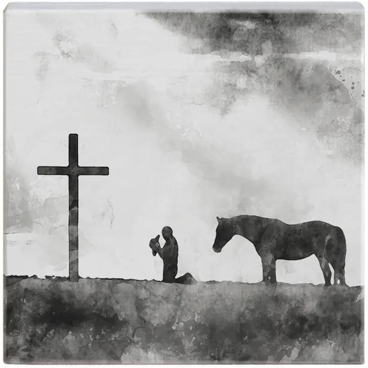 B & W Christian Cowboy - Small Talk Square