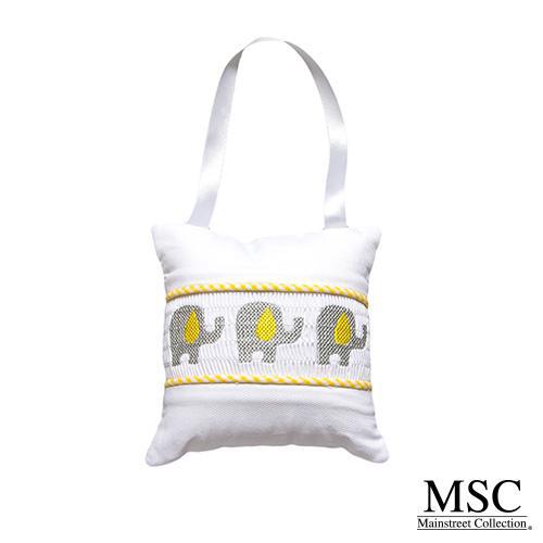 Smocked Music Pillow - Yellow Elephant