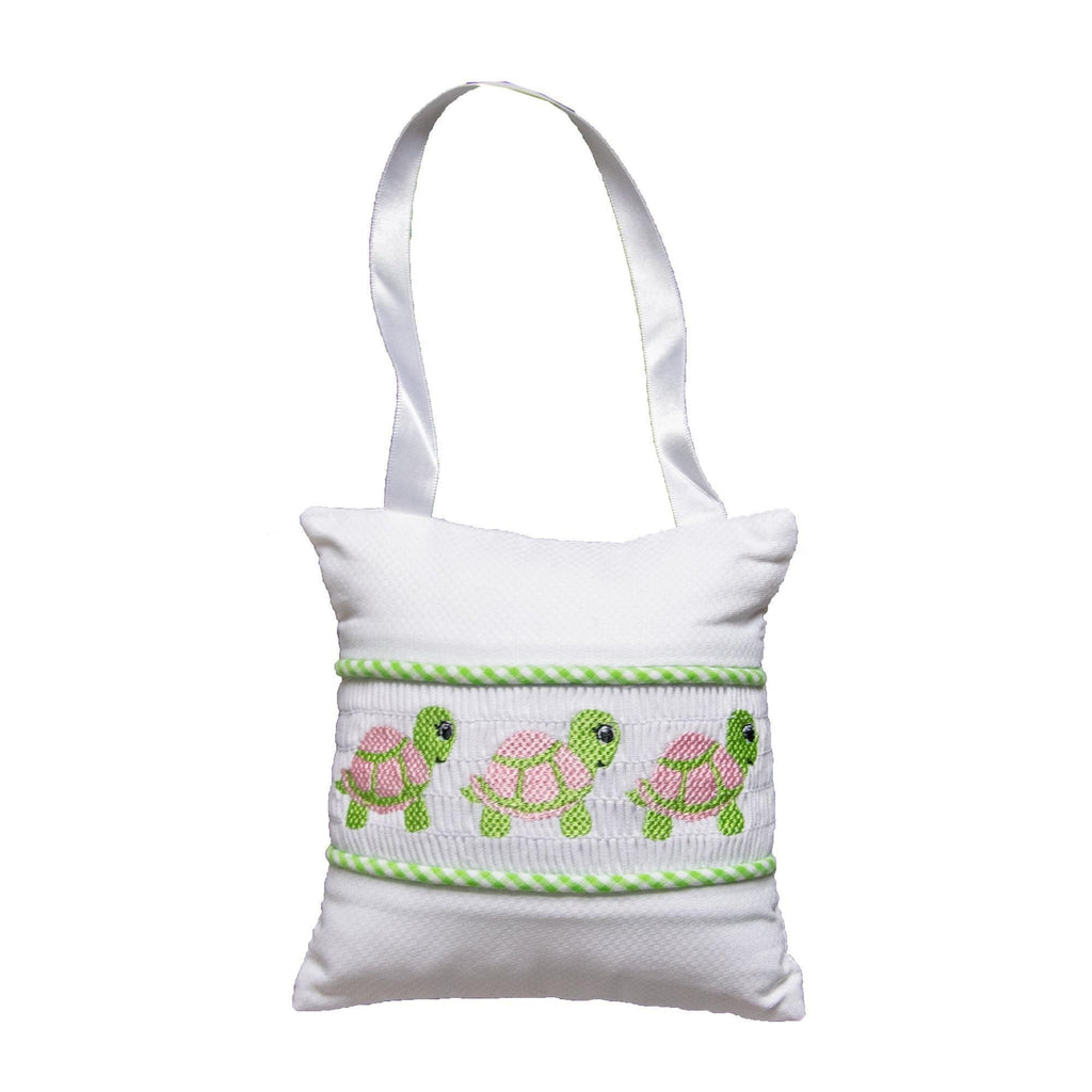 Smocked Music Pillow - Green Turtle