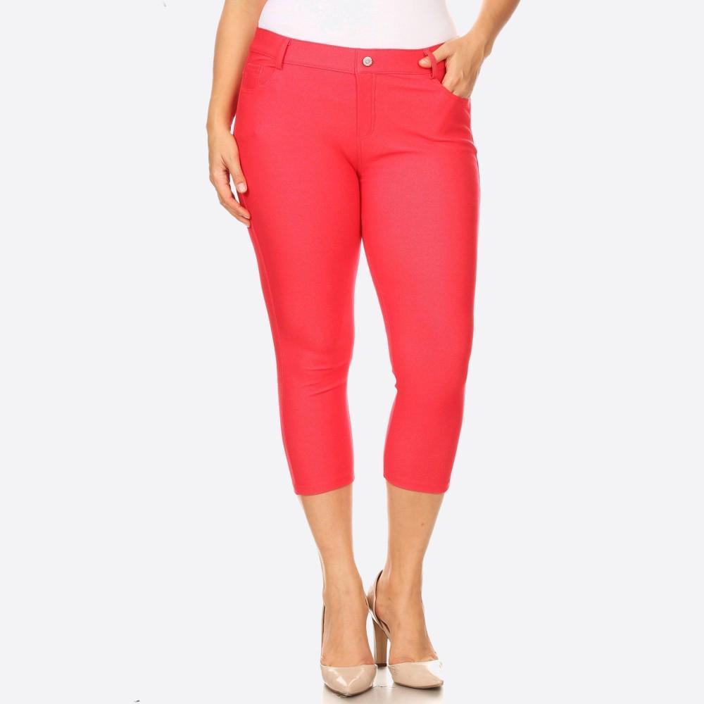Nantucket Women's Classic Plus Size Capri Jeggings - Red – Spotted Moon
