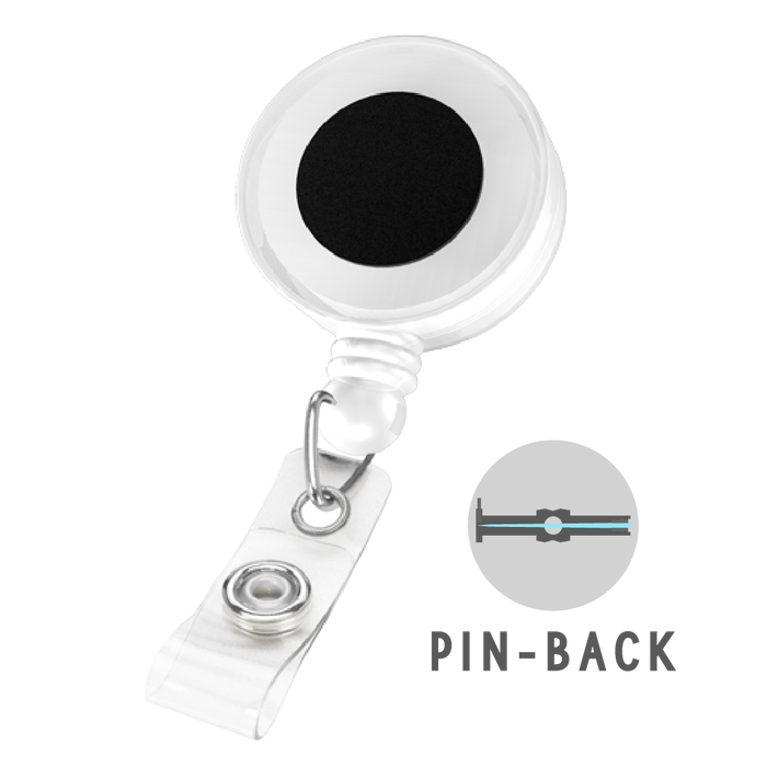 Badge Reel Pin Back w/Spinning Clip