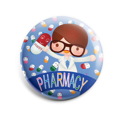 Badge Button - Printed - Happy Pills